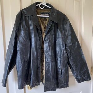 Black leather jacket with liner